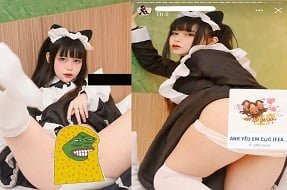 Gia Hân thích thú khi được 